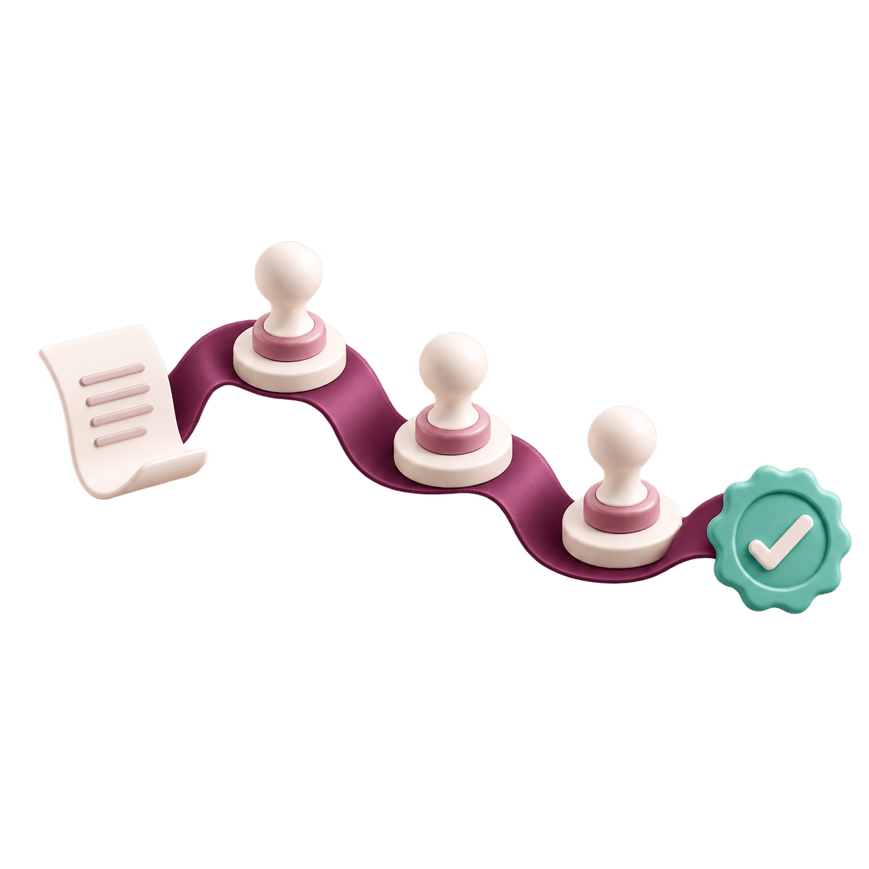 A document follows a connected path of approval steps