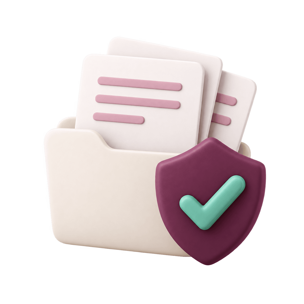Documents kept together with a protective checkmark shield